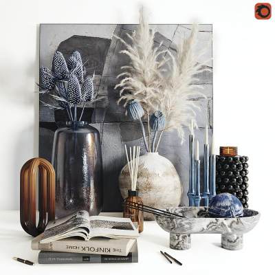 现代干枝花瓶烛台灯雕塑摆件